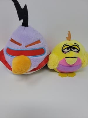 ANGRY BIRDS Space Purple Laser Bird & KooKoo Zoo Yellow Bird Plush Lot - Image 1