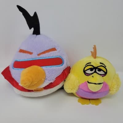 ANGRY BIRDS Space Purple Laser Bird & KooKoo Zoo Yellow Bird Plush Lot - Thumbnail 2
