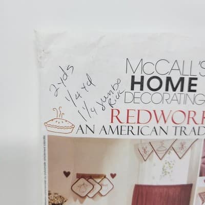 McCalls 3068 Home Decorating Redwork Kitchen Accessories Decor Uncut See Pics - Thumbnail 3