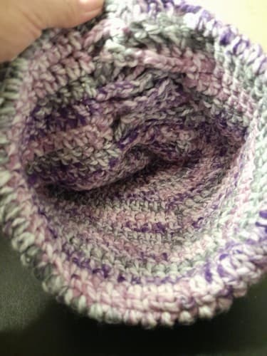 Handmade Big Beanie Adult Large / XL Purple Crochet Knit Cable Design - Thumbnail 3