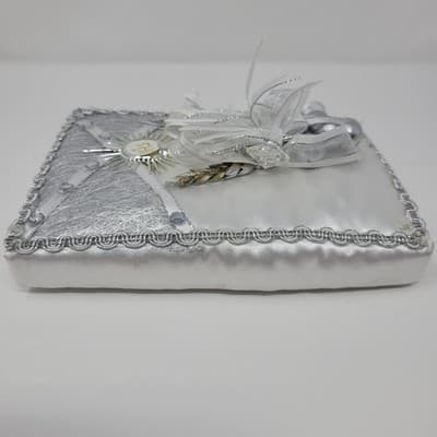 First Communion Keepsake Bible Spanish Nuevo Testamento White Silver Baptism - Thumbnail 3