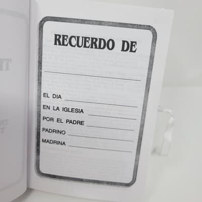 First Communion Keepsake Bible Spanish Nuevo Testamento White Silver Baptism - Thumbnail 10