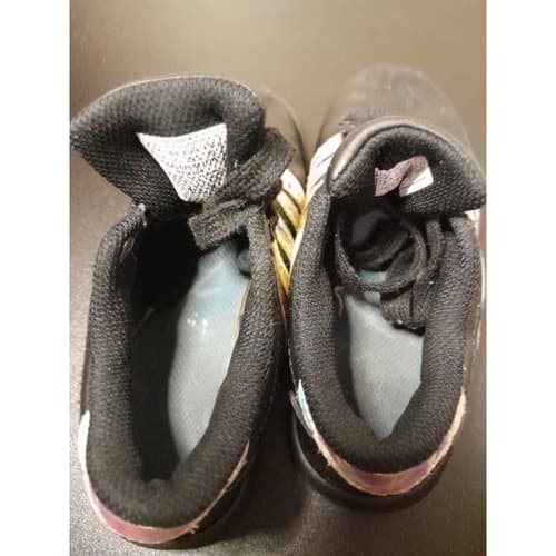 K-Swiss Classic VN Black Leather Sneakers Little Kids 12K Shoes Silver 5-Stripes - Thumbnail 5