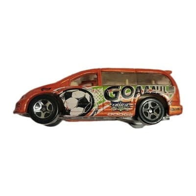 Hot Wheels 2002 Dodge Caravan Soccer Goal Orange 1:64 Diecast Thailand Van - Thumbnail 2