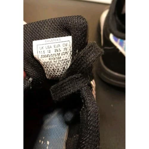 K-Swiss Classic VN Black Leather Sneakers Little Kids 12K Shoes Silver 5-Stripes - Thumbnail 4