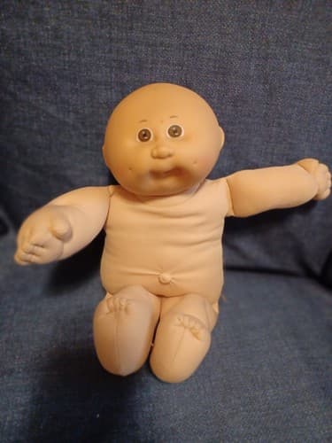 Vintage Cabbage Patch Kids Doll Dimple Brown Eyes Bald Signed 1978 1982 13" - Image 1