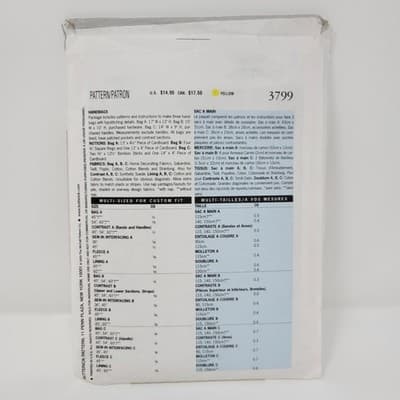 BUTTERICK 3799 Shoulder Handbag Sewing Pattern Tote Bags Purse Uncut UC New - Thumbnail 4