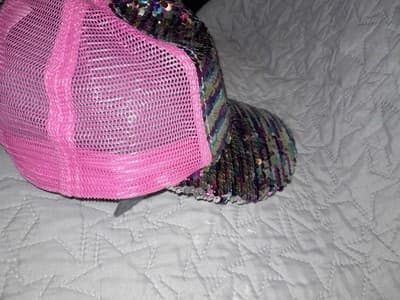 Claires Double Sequin Pink Trucker Style Mesh Back S/M Cap Hat Hook N Loop NWT - Thumbnail 6