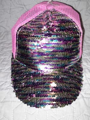 Claires Double Sequin Pink Trucker Style Mesh Back S/M Cap Hat Hook N Loop NWT - Thumbnail 2