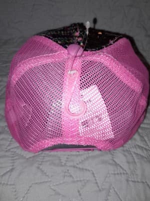 Claires Double Sequin Pink Trucker Style Mesh Back S/M Cap Hat Hook N Loop NWT - Thumbnail 4