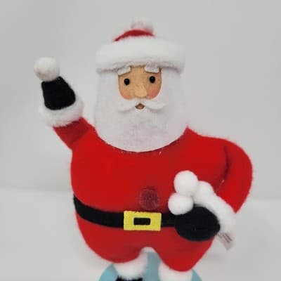 WONDERSHOP Santa Christmas Figurine Red Felt Decor Target 6in Throwing Snowballs - Thumbnail 3