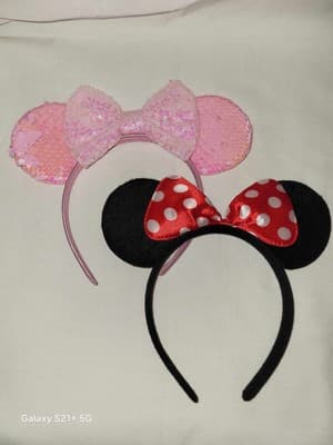 Minnie Mouse Ears Disney Headband bundle lot 2 Classic Minnie & Pink Sparkle - Image 1