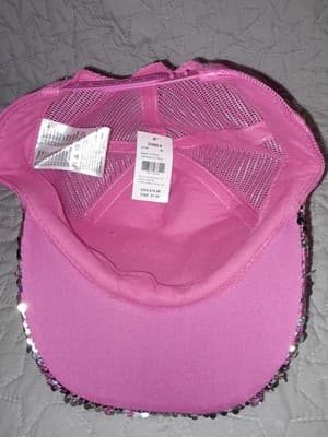 Claires Double Sequin Pink Trucker Style Mesh Back S/M Cap Hat Hook N Loop NWT - Thumbnail 7