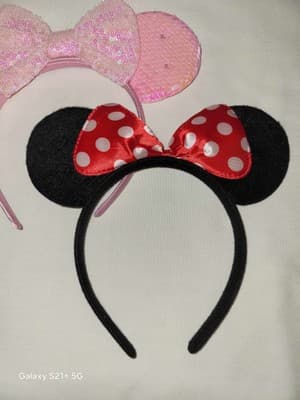 Minnie Mouse Ears Disney Headband bundle lot 2 Classic Minnie & Pink Sparkle - Thumbnail 4