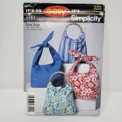 Simplicity 5151 Very Easy Purse Tote Bags w Handles Grocery Bag Pattern 2 Styles - Image 1