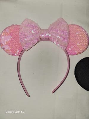Minnie Mouse Ears Disney Headband bundle lot 2 Classic Minnie & Pink Sparkle - Thumbnail 3