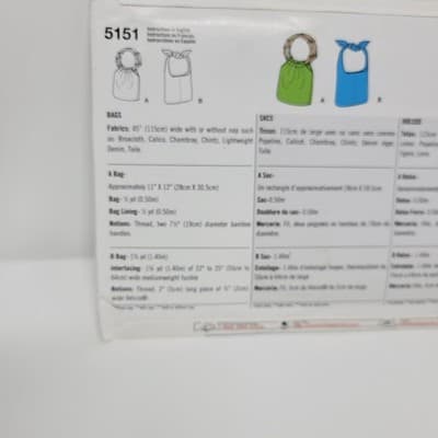 Simplicity 5151 Very Easy Purse Tote Bags w Handles Grocery Bag Pattern 2 Styles - Thumbnail 4