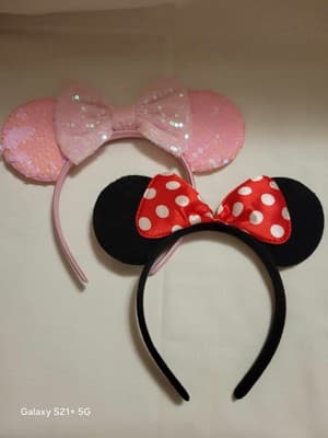 Minnie Mouse Ears Disney Headband bundle lot 2 Classic Minnie & Pink Sparkle - Thumbnail 2