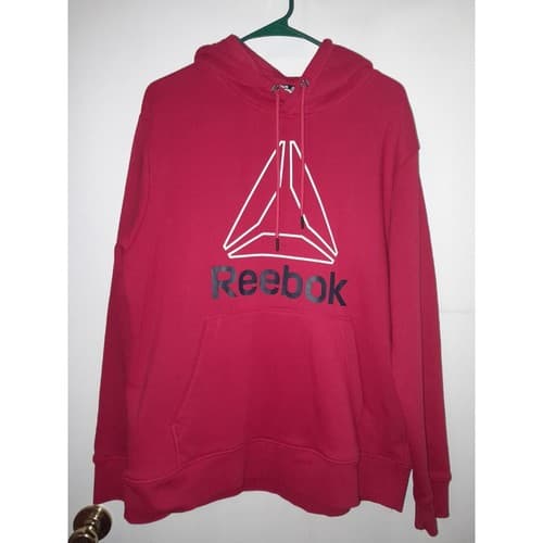 Reebok Mens L Large Red Hoodie Sweatshirt Casual Wear Workout Hooded Pullover - Image 1