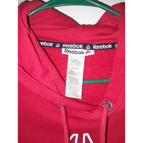 Reebok Mens L Large Red Hoodie Sweatshirt Casual Wear Workout Hooded Pullover - Thumbnail 5