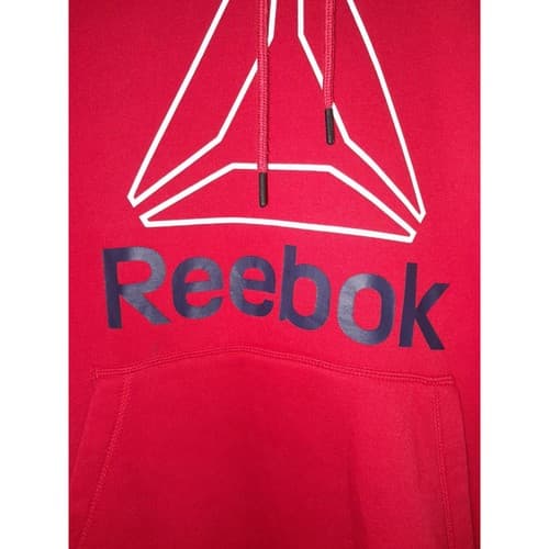 Reebok Mens L Large Red Hoodie Sweatshirt Casual Wear Workout Hooded Pullover - Thumbnail 3