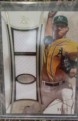2014 Topps Tier One Jarrod Parker Triple Relic /25 A’s Jersey Card - Image 1