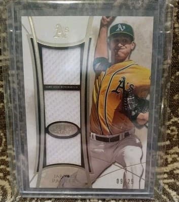 2014 Topps Tier One Jarrod Parker Triple Relic /25 A’s Jersey Card - Thumbnail 2