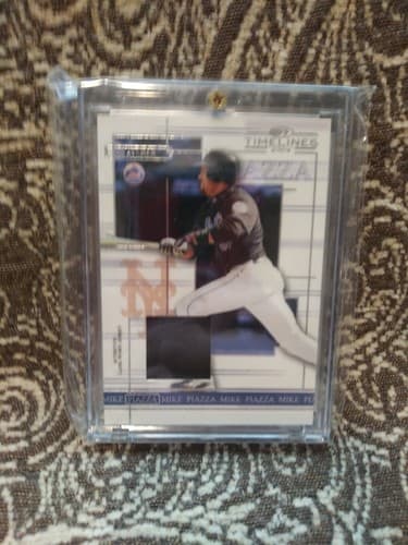 2004 DONRUSS TIMELINES MIKE PIAZZA GAME USED 2 COLOR PATCH CARD #35 - Image 1