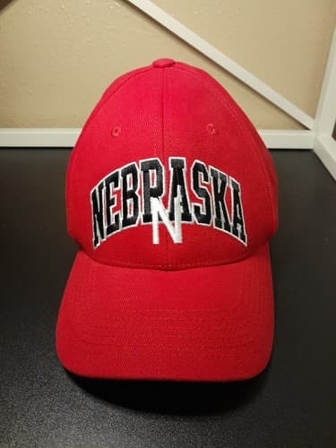 NEBRASKA Hat Cap Spell Out Hook And Loop Red Adjustable - Image 1