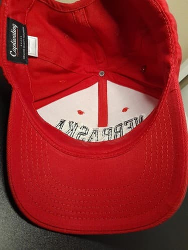 NEBRASKA Hat Cap Spell Out Hook And Loop Red Adjustable - Thumbnail 7