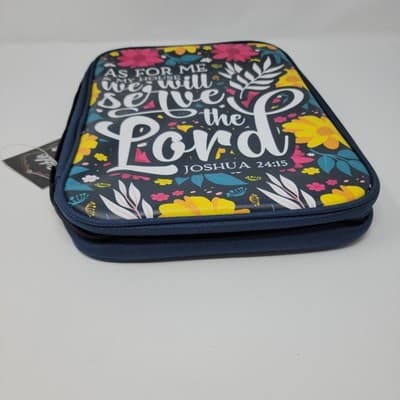 Bible Cover Case Joshua 24:15 As For Me & My House Floral Zippered Fits 10.5x7" - Thumbnail 8