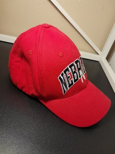 NEBRASKA Hat Cap Spell Out Hook And Loop Red Adjustable - Thumbnail 2