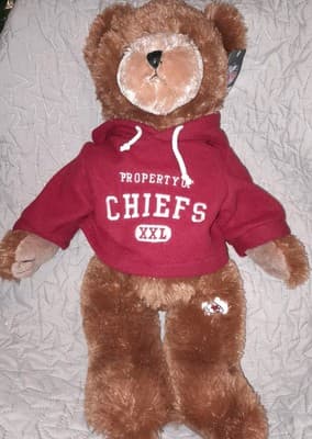 20" NFL Plush Bear Kansas City Chiefs Property of the Chiefs XXL Red Hoodie NWT - Image 1
