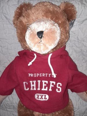 20" NFL Plush Bear Kansas City Chiefs Property of the Chiefs XXL Red Hoodie NWT - Thumbnail 2