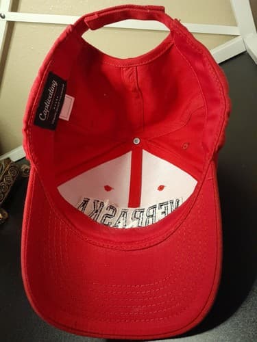 NEBRASKA Hat Cap Spell Out Hook And Loop Red Adjustable - Thumbnail 5