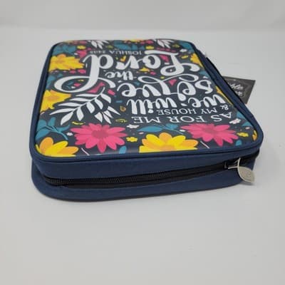 Bible Cover Case Joshua 24:15 As For Me & My House Floral Zippered Fits 10.5x7" - Thumbnail 6
