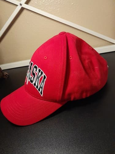 NEBRASKA Hat Cap Spell Out Hook And Loop Red Adjustable - Thumbnail 3