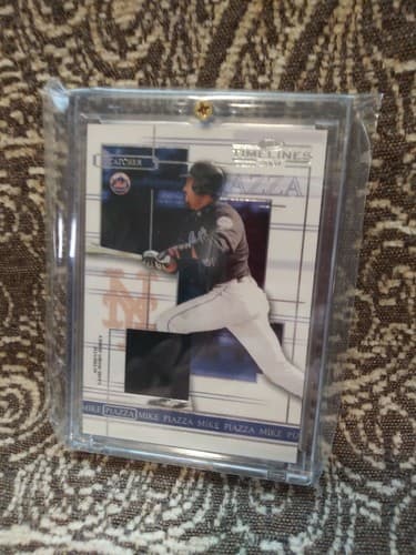 2004 DONRUSS TIMELINES MIKE PIAZZA GAME USED 2 COLOR PATCH CARD #35 - Thumbnail 5