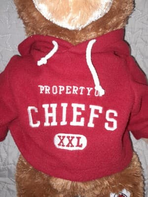 20" NFL Plush Bear Kansas City Chiefs Property of the Chiefs XXL Red Hoodie NWT - Thumbnail 3