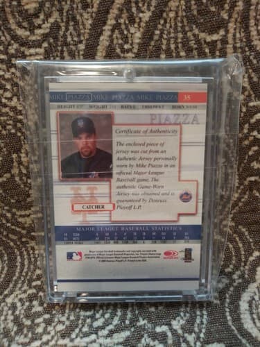 2004 DONRUSS TIMELINES MIKE PIAZZA GAME USED 2 COLOR PATCH CARD #35 - Thumbnail 4