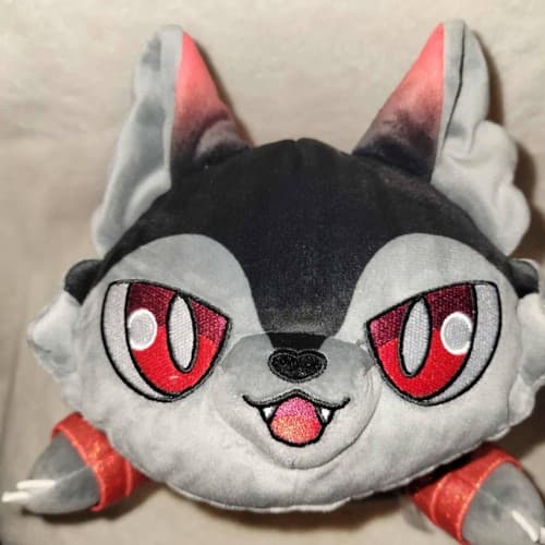 Aphmau MeeMeows Vampire Cat Plush Black Gray Red Cape Halloween Stuffed Animal - Image 1