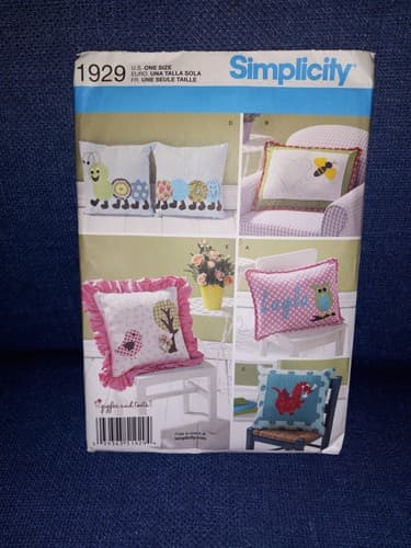 Simplicity 1929 Appliqué Pillow Pattern Uncut Vintage 90s / Retro Decor - Image 1