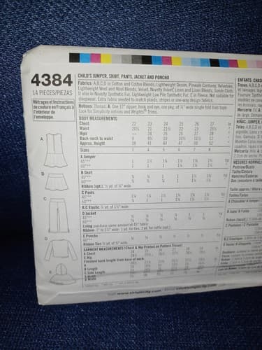 Simplicity 4384 Girls Poncho & Outfit Set Pattern Sz 3-8 Uncut Vintage Y2K - Thumbnail 3