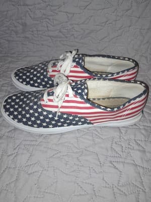 KEDS Original American Flag USA Canvas Patriotic Sneakers Shoes W 10.5 Red Blue - Image 1