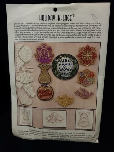 Holiday K-Lace Criswell Embroidery & Design 1998 Floppy Disc New Windows 95/98 - Image 1