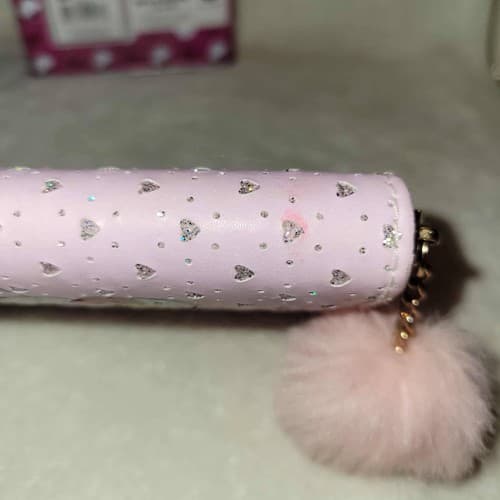 Sanrio Hello Kitty Pink Glitter Zip-Around Wallet Pom Pom Zipper Kawaii - Thumbnail 5
