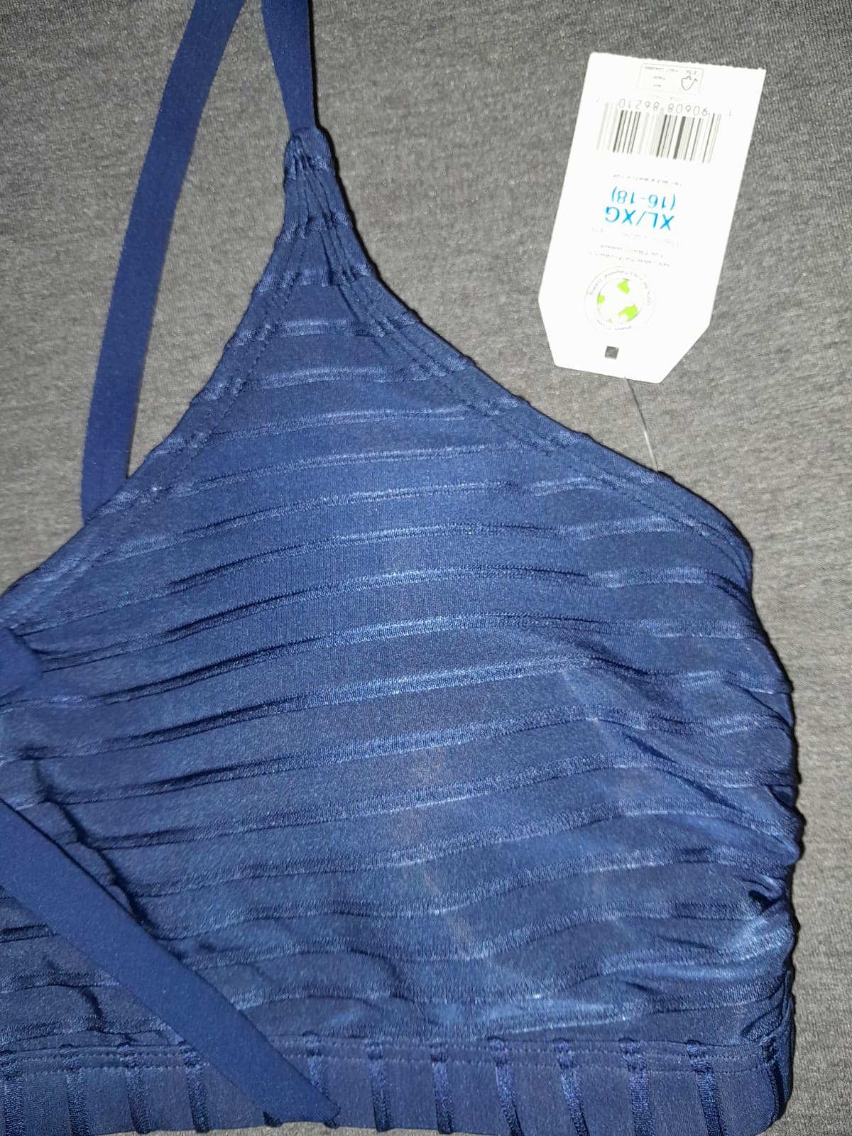 Time and Tru Women's Extra Large (16-18) XL Blue Textured Bikini Top - Thumbnail 3