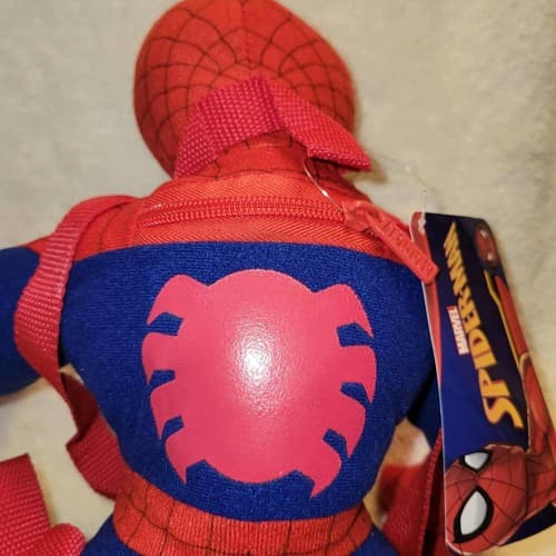 Marvel Spider-Man Plush Backpack Bioworld Red Blue Superhero Kids Bag NWT - Thumbnail 6