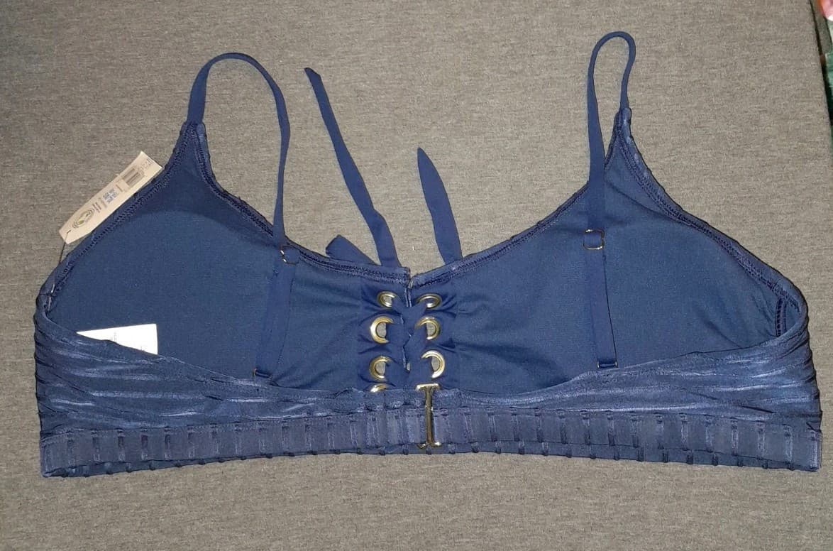 Time and Tru Women's Extra Large (16-18) XL Blue Textured Bikini Top - Thumbnail 5