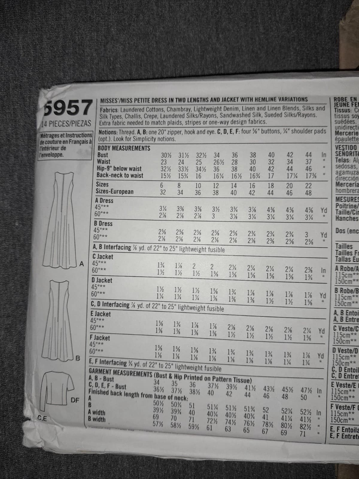 Simplicity 5957 Dresses Jackets Tops Pattern Misses Sizes 14-22 - (CUT 22) - Thumbnail 4